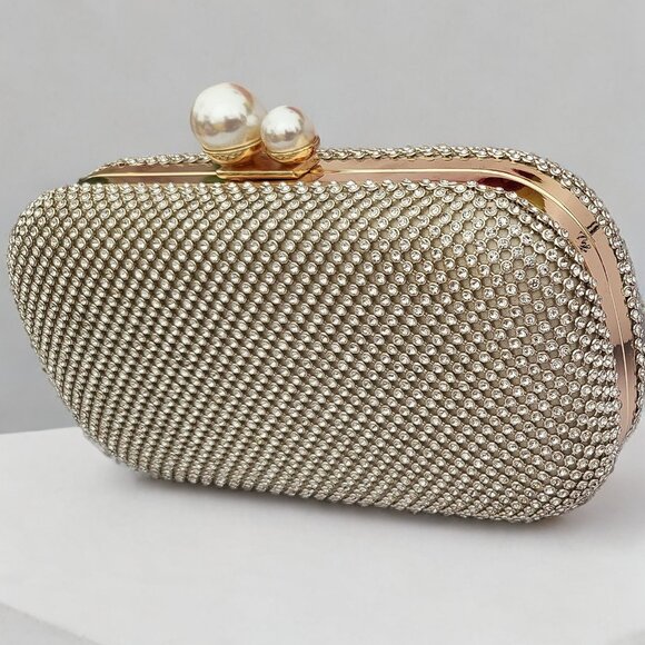 Evening Clutch Shoulder Bag Gold Purse Wedding Handbag Party Prom Bridal Gift - Picture 2 of 11